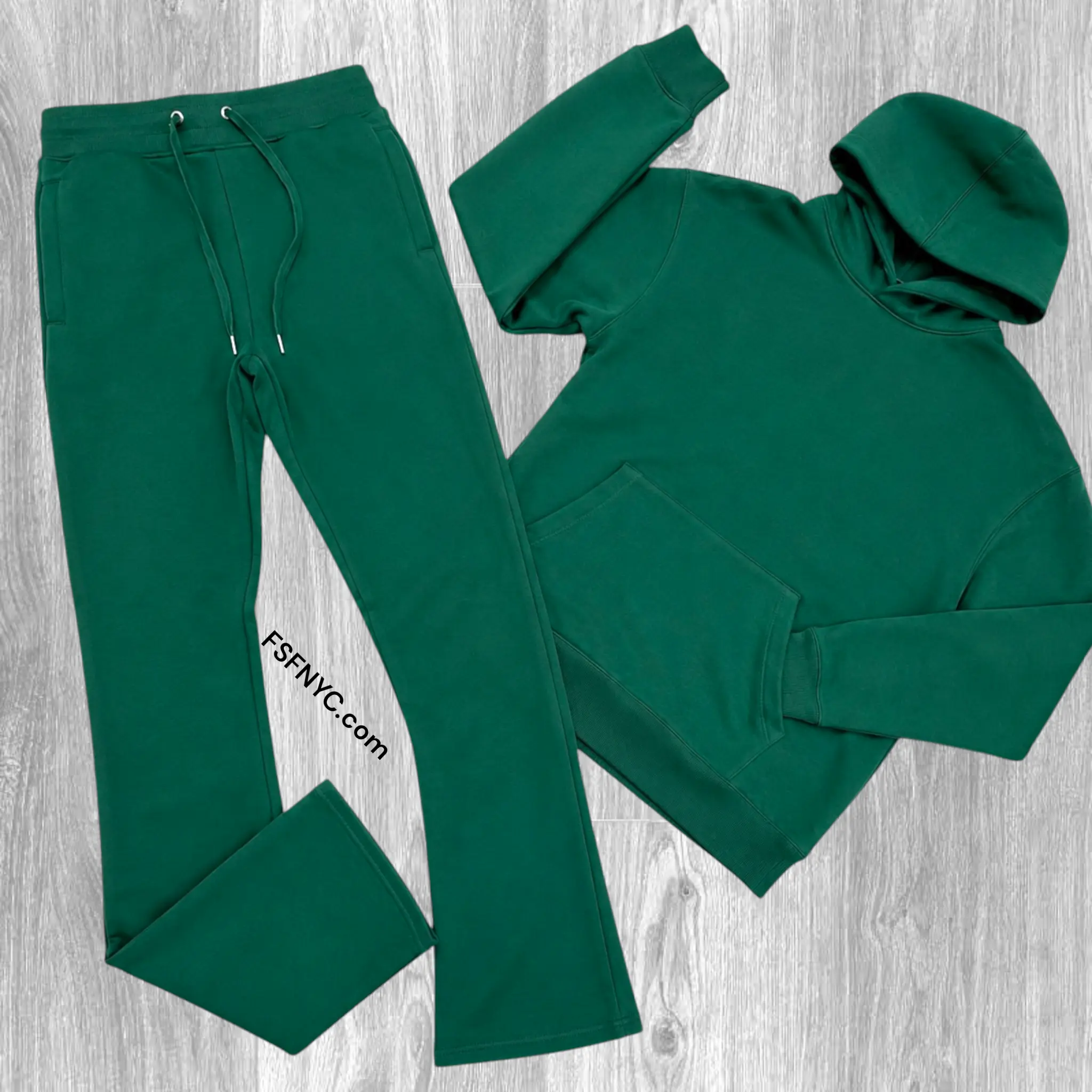 Narr - Stacked Flare Sweat Suit - Hunter Green - 1081