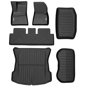 GARVEE Custom Fit TPE Floor Mats for 2017-2023 Tesla Model 3 - 3 Pack for First & Second Row, Offering Durable Protection Against Dirt and Debris, Ideal for Tesla Owners Who Value Quality and Style.