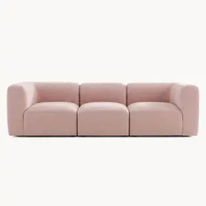 Philo Blush Pink Low Profile Modular Sofa (3-Seater)