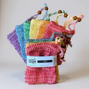 Rainbow Sisal Soap Saver Bag Set of 6 | Exfoliating Soap Pouch | Soap Saver Sisal Pouch | Compostable Soap Saver Bag | Earth Craft Soap Gift