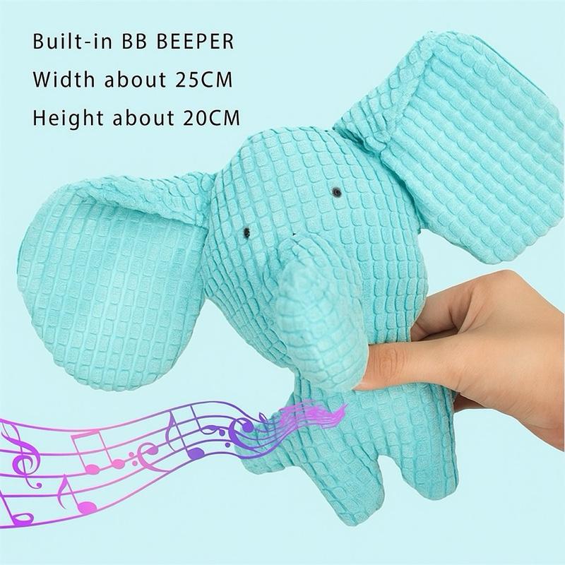 Squeaky Elephant Dog Toy – Interactive Plush Crinkle Toy for Puppies and Dogs | Durable Corduroy Chew Toy | Blue Animal Squeaker Toy for Small & Medium Pets