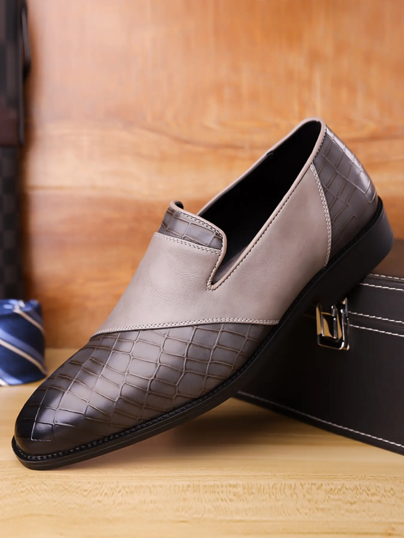 Men's Slip-On Business Leather Shoes, Formal Wedding Shoes, Formal Dress Shoes, Office Shoes, Casual Work Party Meeting Wear, Microfiber Upper, Rubber Sole, Business Style Shoes, Business Style Footwear