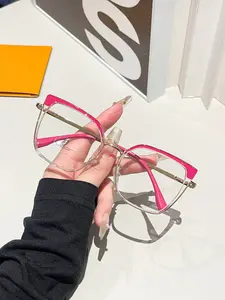 Women's Classic Retro Square Metal Frame Transparent Lens Glasses, Daily Wear Decorative Eyewear, Choose Your Own Clear Lenses