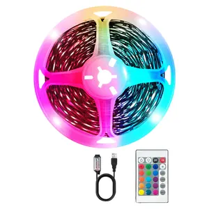 Smart LED Strip Light with 24-Key Remote RGB LED Strip, Ambient Lighting Strip, Perfect for Bedroom/living Room/kitchen/party/halloween, Dynamic Led Lights