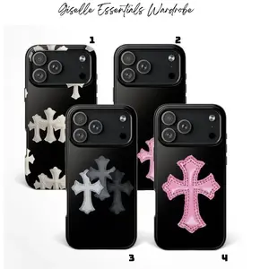 [LUXURY GOTHIC]  Style Cross Case - Premium Aesthetic Tough Shell - Protective iPhone 11-17 Cover - Includes FREE 5pcs Stickers