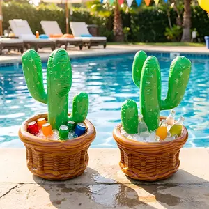Inflatable Cactus Ice Bucket, Blow Up Floating Beer Cooler, Perfect for Luau Party, 1/2pcs, Fun and Stylish Drink Holder