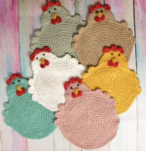 Handmade Crochet Chicken Pot Holders