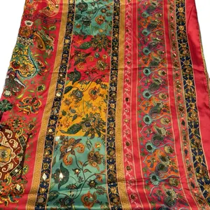 Festive Duppata Material Silk Digtial Screen Print With Stones & Mirrors