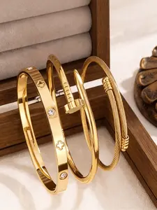 3 simple and stylish stainless steel bracelets, versatile accessories for daily travel, suitable for all seasons, perfect gifts for family and friends