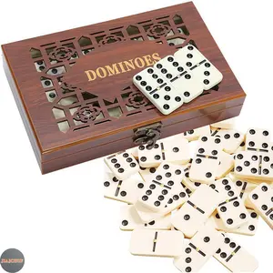 JIAJCHUF dominos set for adults dominos for kids Premium Double 6 Dominoes Set 28 pcs with Leather Case, for Adults & Kids, Travel, Family Game Night, Durable & Easy to Read Tiles