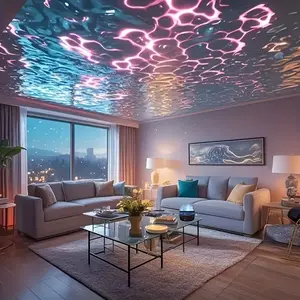 Water Ripple Effect Atmosphere Projector Lamp - USB Powered LED Starry Sky Lighting with Remote Control, Color Changing Ambient Mood Light for Bedroom, Living Room, Holiday Gift