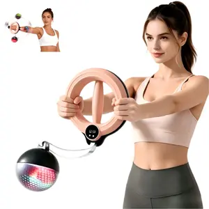 360° Rotating Hand-Crank Forearm Trainer for Men and Women, Upper Body Strength Tool for Arms, Shoulders & Chest with LED Light Up, oable Hoe and Gym Fitness Equipment