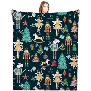 1PC Christmas Nutcracker Blanket, Christmas Throw Blanket, Soft Christmas Blanket, Suitable for Home Bed Sofa and Other Multi-purpose Blankets, Holiday Gifts