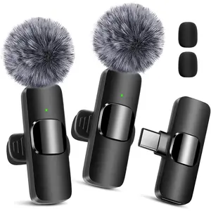 2 Pack Wireless Lavalier Microphone for iPhone 15, USB C Android Phone, Laptop, Tablet, PC, Type-C Mini Lapel Mic with Noise Reduction for Vlog Video Recording Content Creator TikTok Youtube Podcast : Musical Instruments