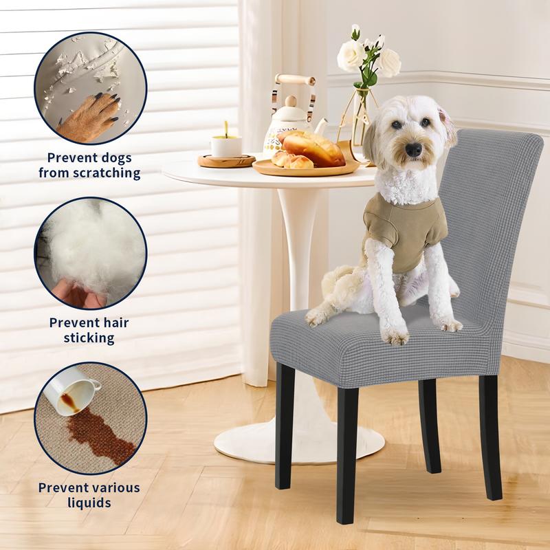 Easy-Going Waterproof Dining Chair Cover Set of 2/4/6/8,  Christmas Leakproof Stretch Jacquard Parson Chair Slipcover, Removable Washable Chair Protector for Home, Restaurant, Banquet, Kitchen Hacks