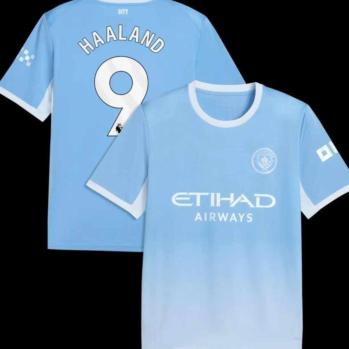 Unisex Soccer/Football Manchester City Team Erling Haaland #9 Laliga 2026/27 Home Replica jersey - Light Blue  GW