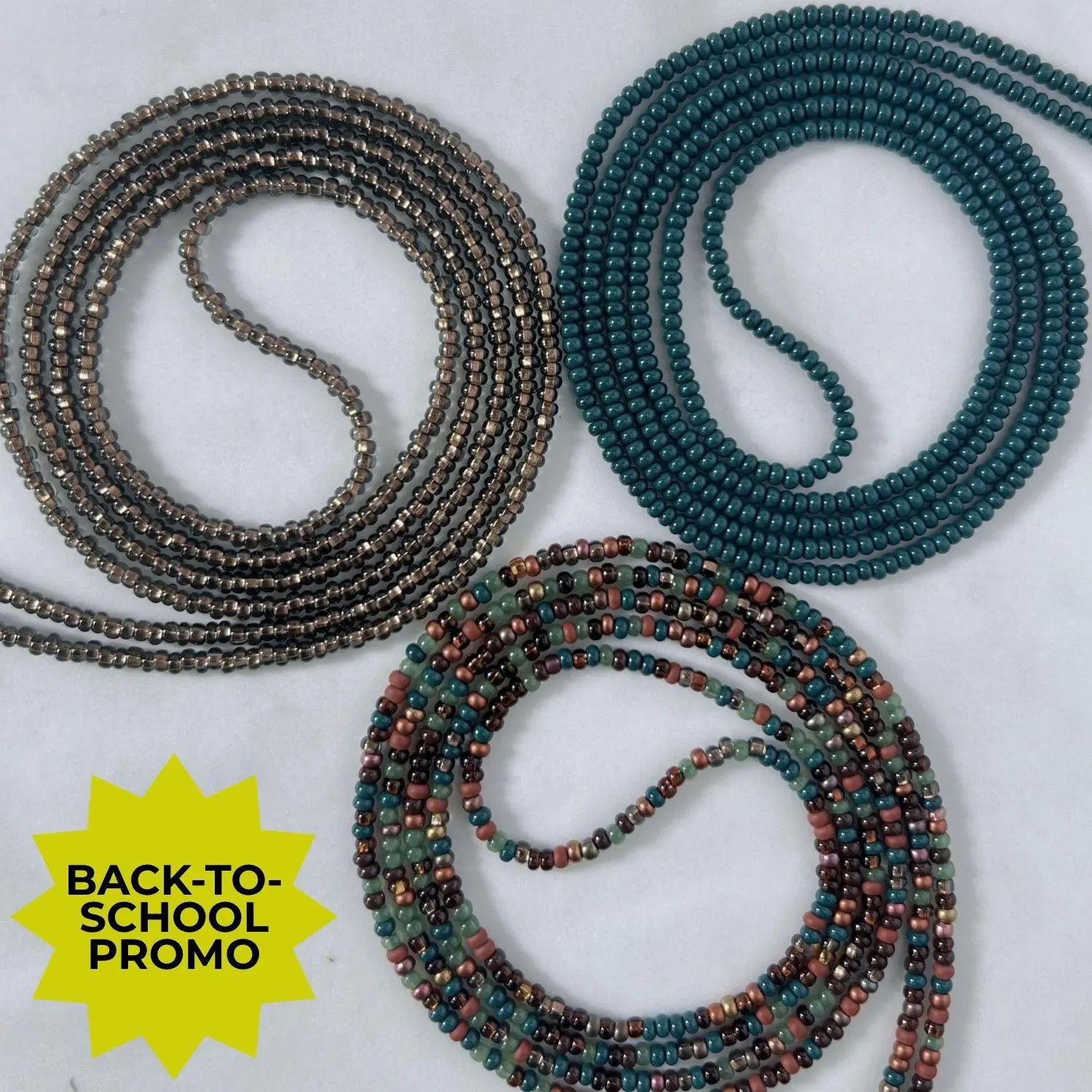 3PC SET - EARTHY BAE - Tie On Waist Beads - 45 to 60 inches Waistbeads - Brown Green Waistbeads - Fall Waistbeads - Beaded Fashion Body Jewelry - Made By Venus Waistbeads