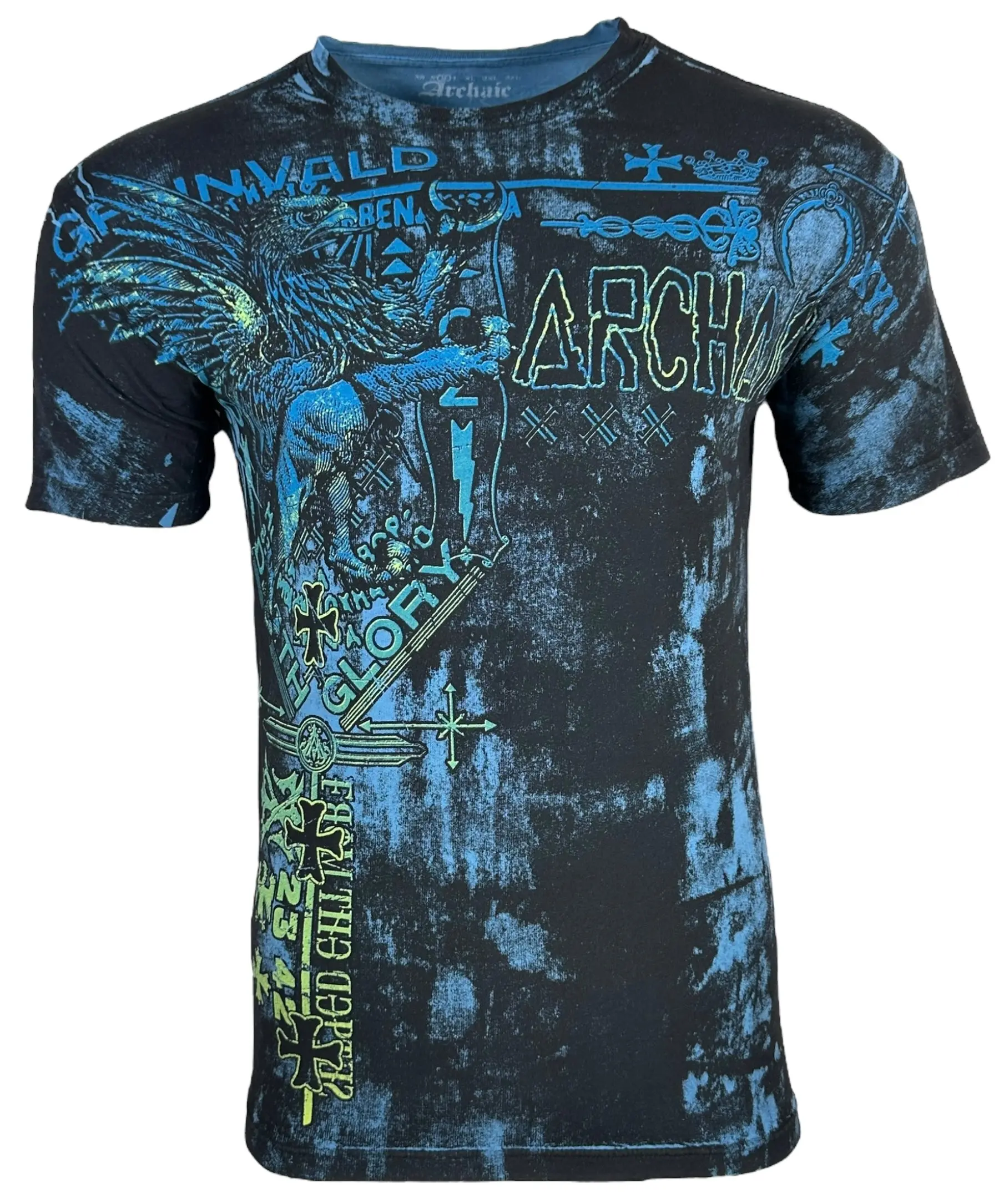 ARCHAIC by Affliction Men's Round Neck Hearth Graphic T-Shirt, 100% Cotton Short Sleeve Top, Front & Back Prints, Made in USA