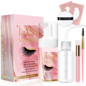 Lash Extension Cleaning Kit Shampoo, Brush, Bottle, Oil-Free Foam Cleanser Sensitive Skin All Skin Types Makeup Makeup Remover