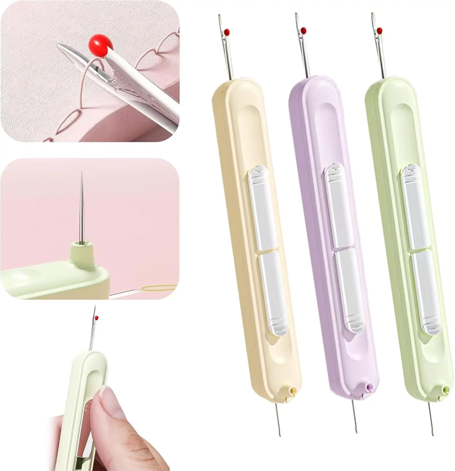 3 Pack Needle Threader, 2025 Upgraded 2 in 1 Sewing Puller Tool, Elastic Puller Tool for Hand Sewing, Knitting, Cross Stitch, Embroidery, Thread Removal