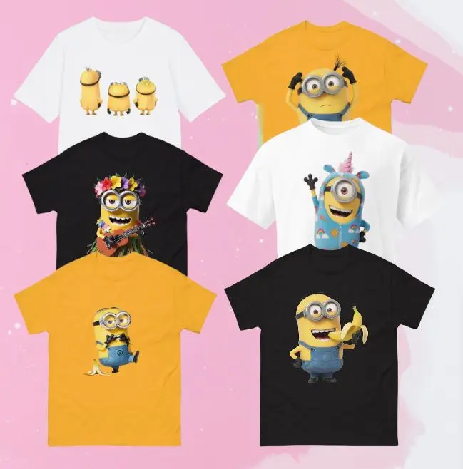 Mion-Cute Yellow Cartoon Inspired Graphic T-Shirt, Funny Banana Character Unisex Cotton Tee, Casual Summer Shirt #GraphicTee #CuteStyle #CartoonInspired #Unisex