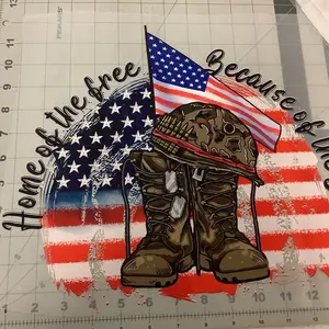 1Dtf “Home of the brave because of the brave”Ready to heat press Transfer