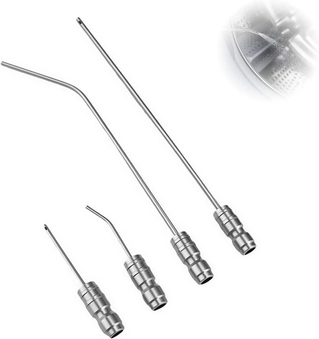 High-Pressure Washer Nozzle Kit - 4 Pack Stainless Steel Flush Wand Extension Spray Tips with Quick Connect for Washing Machines, AC Coils, Water Heaters, and Appliance Cleaning