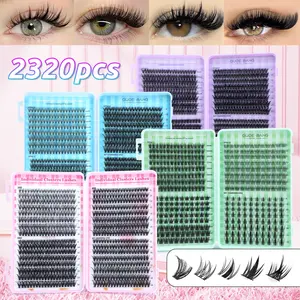 2320pcs Fluffy False Eyelash Patches, D-Curl Mixed Lengths 8-16mm, DIY Lash Extension Kit, Non-Toxic, Ideal for Daily Use & Gifts
