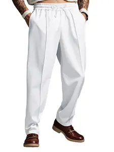 Men's Fashion Casual Minimalist Plain Long Pants, Casual Lounge Pants, Casual Fashion Trousers, Loose Fit Drawstring Straight Leg, Spring & Fall Clothing, Available Now