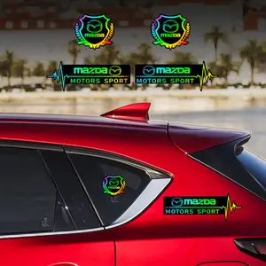 4pcs car stickers for Mazda(33 other logos optional) seven-color gradient PC laser color gradient decals. Car stickers. Colorful colors, changing with the light.