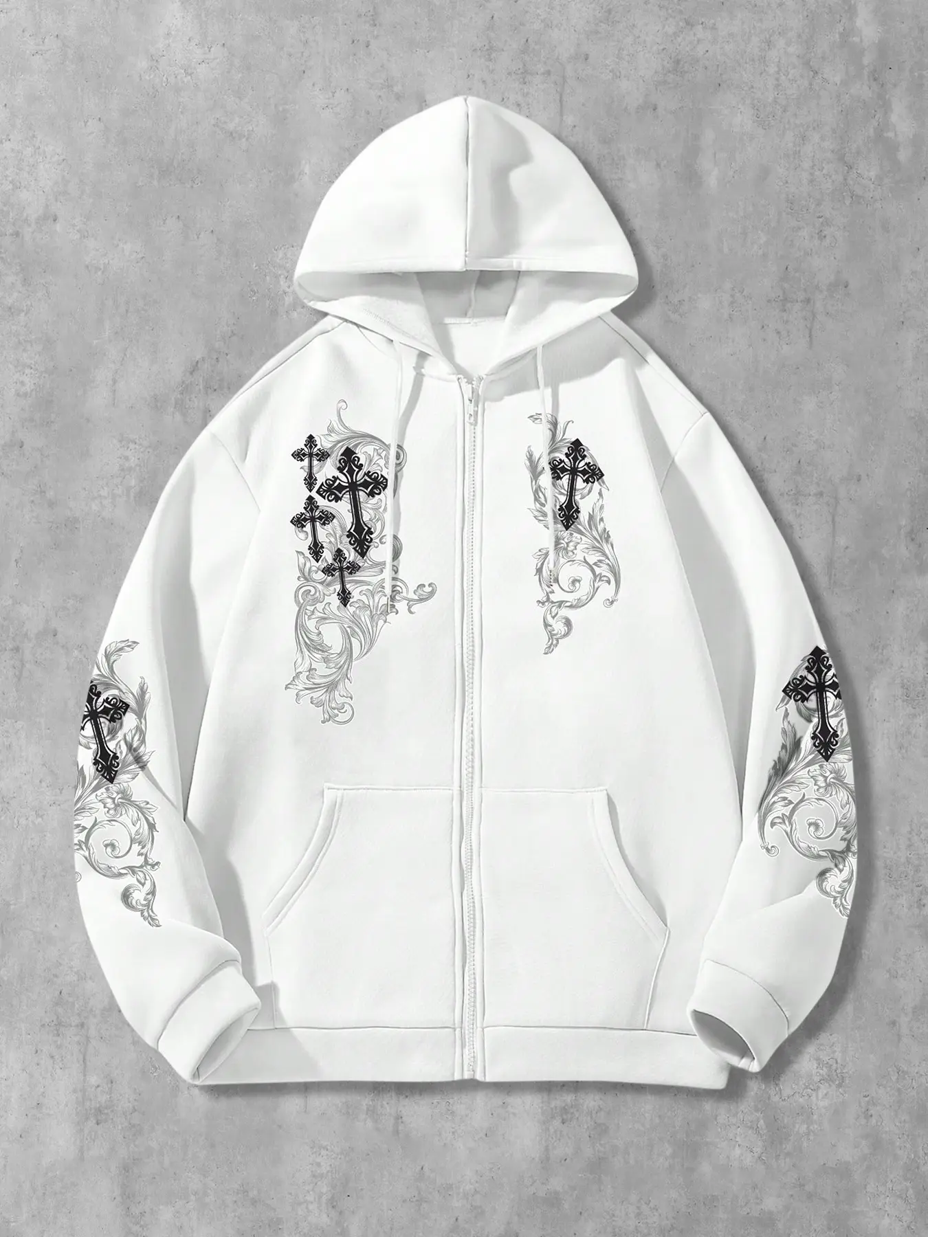 Men's cross-print Stylish hoodie, loose-fitting knit pullover, Long Sleeve, perfect for autumn and winter street style, and a great gift, made from comfortable fabric.