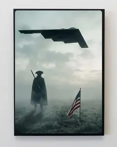 Freedom B2 Poster, USA Patriotic Aircraft Wall Art, America Flag Poster, Home Decor