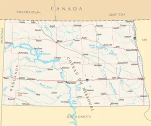 Map of North Dakota ND - Reference Map - Peel and Stick Wall Decal