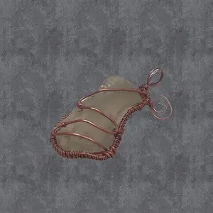 Copper Wrapped Snow Quartz Pendant - Fashion Accessory