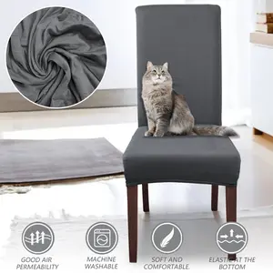 Stretch Spandex Dining Chair Covers, Washable Slip-Resistant Parson Chair Slipcover, Removable Seat Protectors (Set of 4/6)