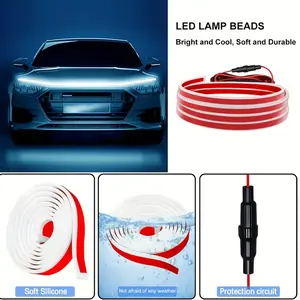 LED Car Hood Light Strip, Extra Long 70.87 Inch LED Illuminated Decorative Ambient Light Strip, Automotive DRL Start Scan Function, Universal 12V, Car Accessories, Holiday Gift For Car Lovers, Without Battery