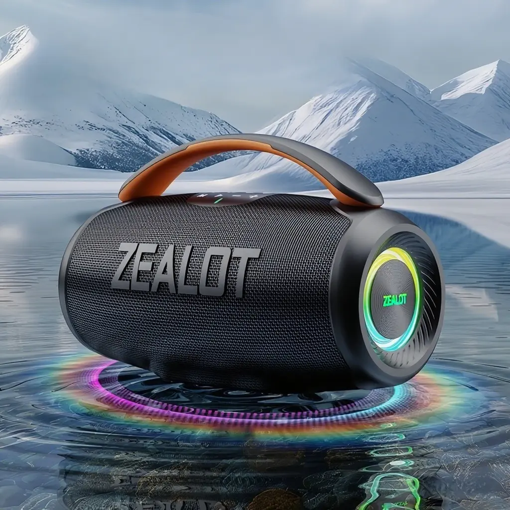 ZEALOT Outdoor Bluetooth Subwoofer, Portable Waterproof Speaker, Rechargeable Waterproof Speakers, 60W HIFI Audio, IPX6 Waterproof, RGB Beat Lights, 6000mAh Long Playtime, BT5.3/EQ/Wireless Tandem, For Home/Camping/Beach