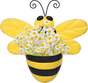 Metal Wall Planter Bee Wall Mounted Planters Small Flower Pot with Drainage for Indoor Outdoor Farmhouse Hanging Planter Succulent  Container Vertical Garden Yard Decor