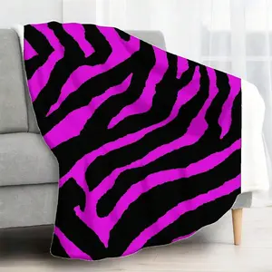 Purple And Black Zebra Print 280GSM Flannel Blanket Soft Cozy Throw Blanket For Couch Bed Living Room Decor Perfect For Women Men Kids Gift Home Decoration