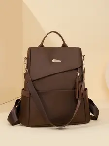 Retro style Su decoration backpack, Traveler essentials backpack, with casual and simple texture, large capacity, reasonable separation, multiple zipper pockets design, suitable for school and short distance travel