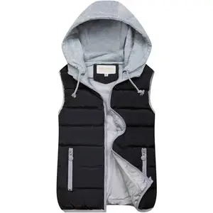 Women's Puffer Vest Zip Up Quilted Padded Winter Hooded Vest Warm Jacket Outerwear Vest