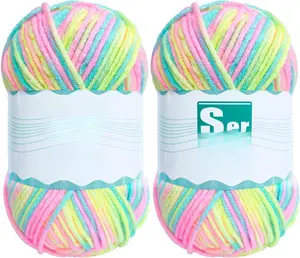 2 Packs (2*48g/2*142 Yards) Crochet/Knitting Rainbow  Yarn - Soft, Multicolor Variegated Yarn for Beginners' Crochet Projects and Blankets