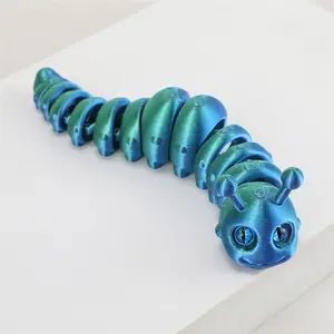 3D printed caterpillar toy with fully movable joints, cute cartoon toy decoration. Eye color random