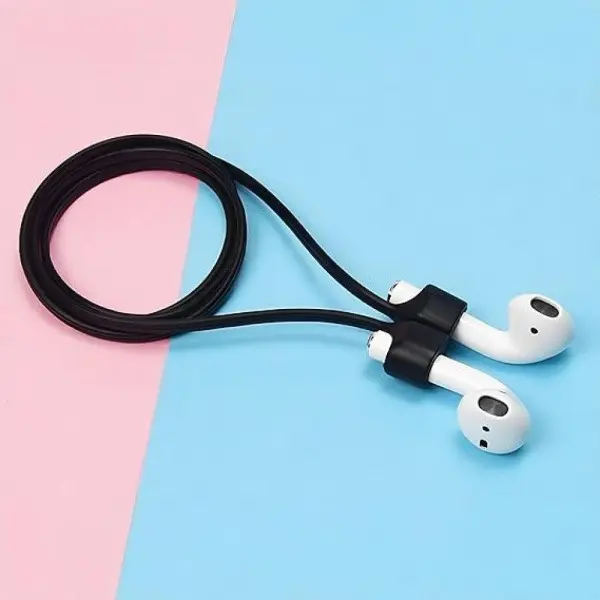 1 Pack Universal Black Silicone Bluetooth Earbud Anti-Lost Neck Strap Stretchable Anti-Slip Earphone Cord Accessory For Running Fitness Beginners
