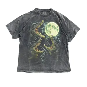 Vintage Alligator Lightnings 90s Graphic T-Shirt, Retro Gator Swamp Moon Shirt, 90s Southern Nature Graphic Tee, Crocodile Top, Nostalgia Womenswear Cotton Top