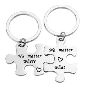 "No Matter Were / No Matter What" Best Friends Puzzle Keychain Set