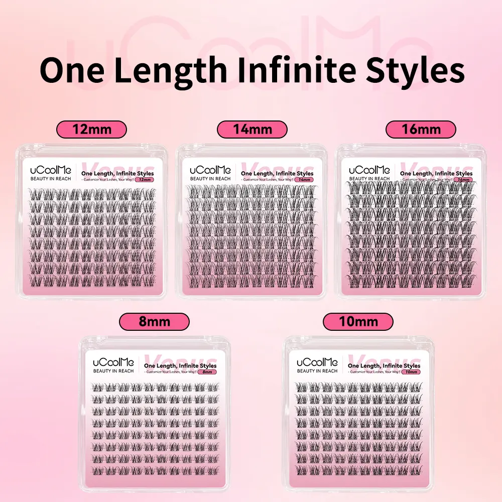 uCoolMe Venus Lash Clusters, Individual False Eyelashes in 8 10 12 14 16mm, Upgraded Invisible Band DIY Eyelash Extensions, Soft & Comfortable, Easy to Apply, Natural Look for Everyday Makeup, Eyelash Gift for Her, Christmas Gifts