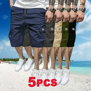 5-Pack Men's Cargo Shorts Set - Lightweight Fashion Shorts With Flap Pockets- Slanted Pockets - Versatile Casual Wear ,summervibes Activewear Trouser,SpringStatements