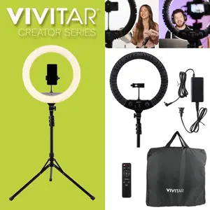 Vivitar 18-Inch LED Ring Light with 63-Inch Adjustable Tripod Stand and Phone Stand with Wireless Remote for Selfies - Cellphone, Smartphone