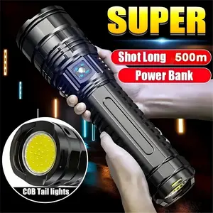 Flashlights High Lumens Rechargeable, Super Bright Flashlight, Adjustable Tactical Flashlight, 5Mode Flash Light High Powered, Waterproof LED Flashlight for Camping, Hiking, Home, Emergencies